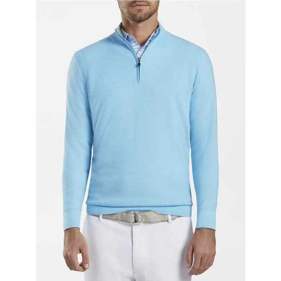 Peter Millar Other - PETER MILLAR Crown Crafted Men's Victory Cashmere-Silk Quarter-Zip Blue …